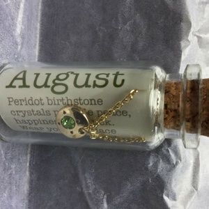 Birthstone in a  Bottle Gold Necklace Pendant Jewelry U Choose Month Lucky